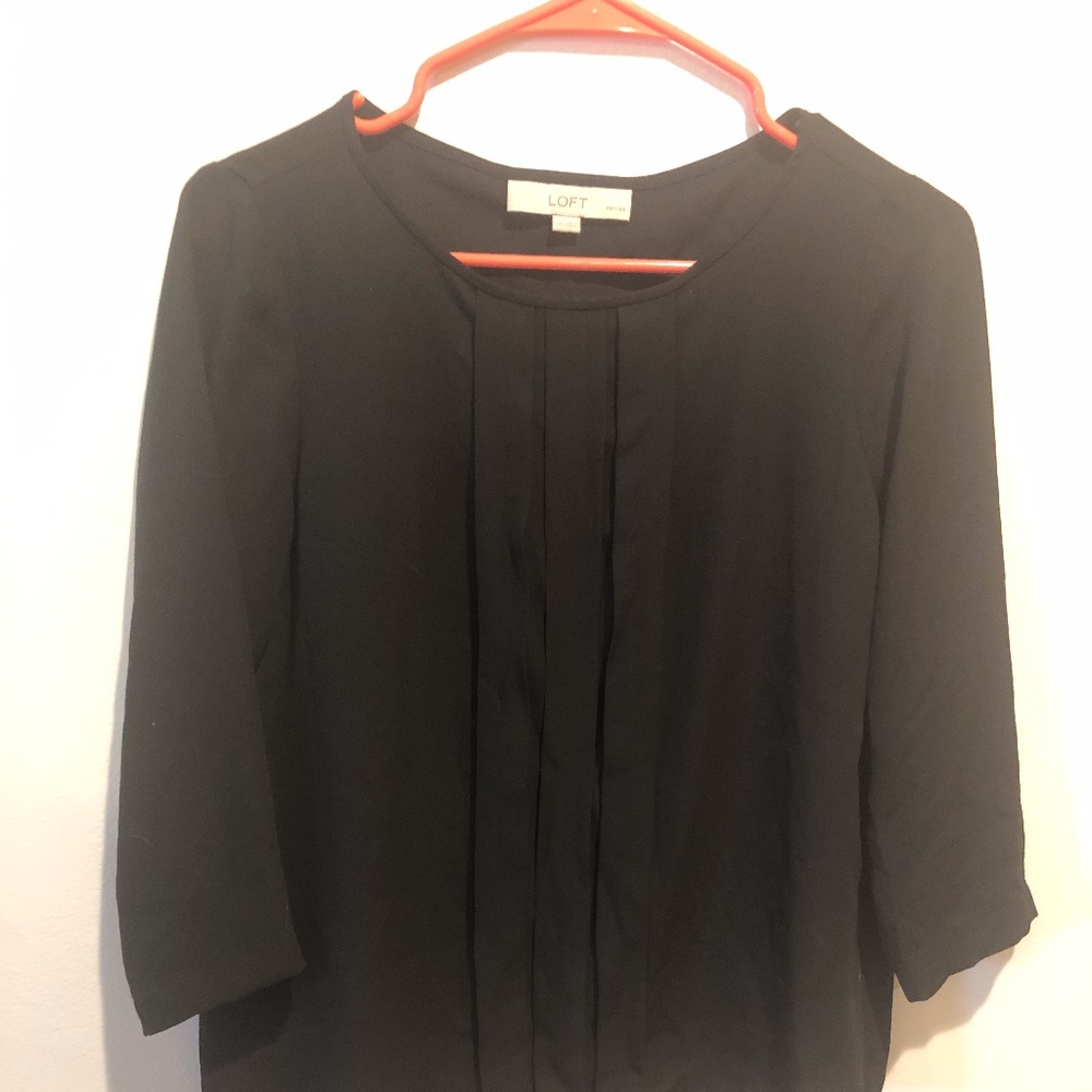 LOFT Black Silk Blouse